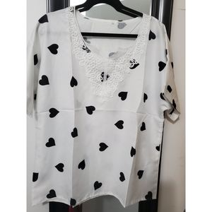 White Top with Black Hearts